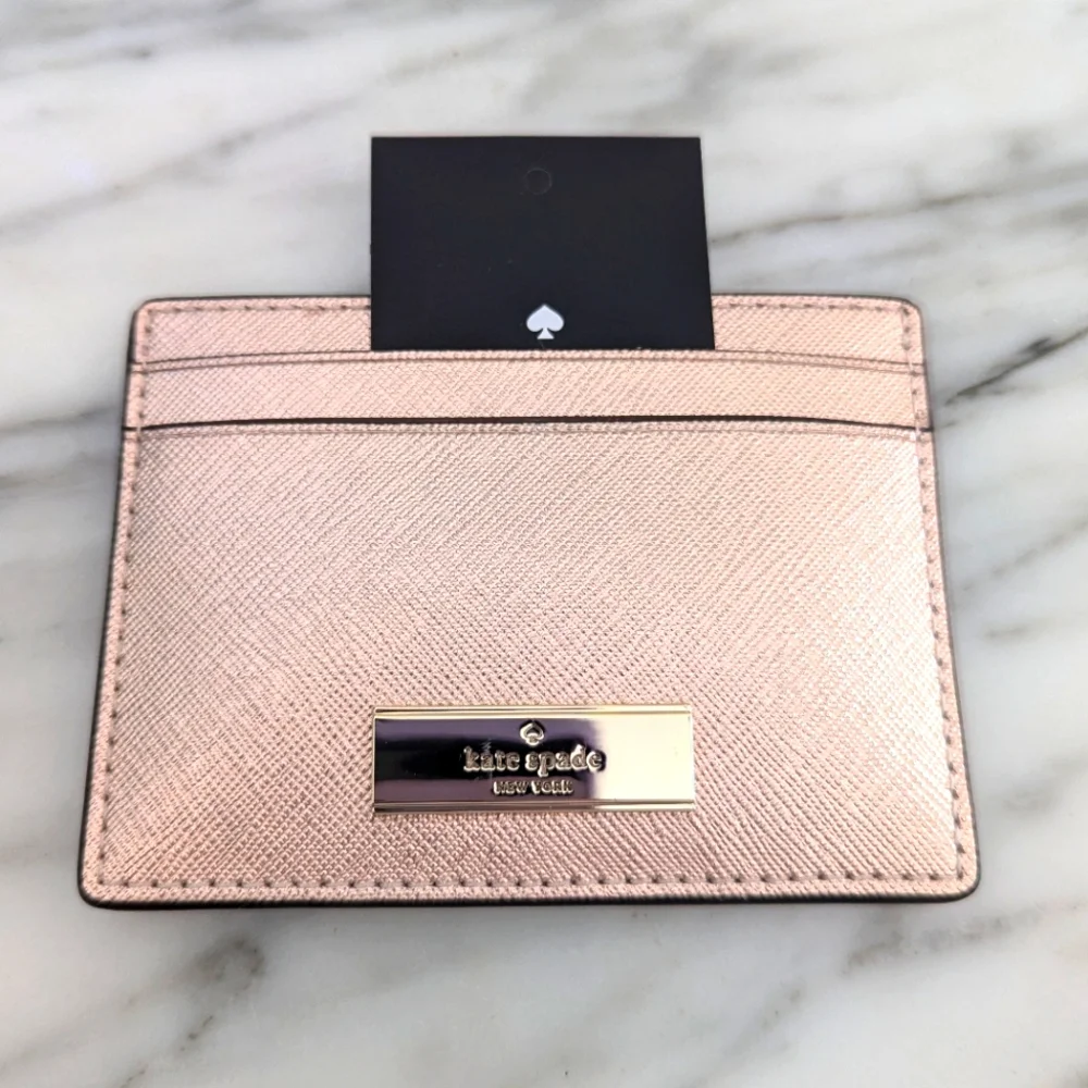 NWT Kate Spade Limited Edition Kenzie Saffia Cardholder Metallic Rose Gold